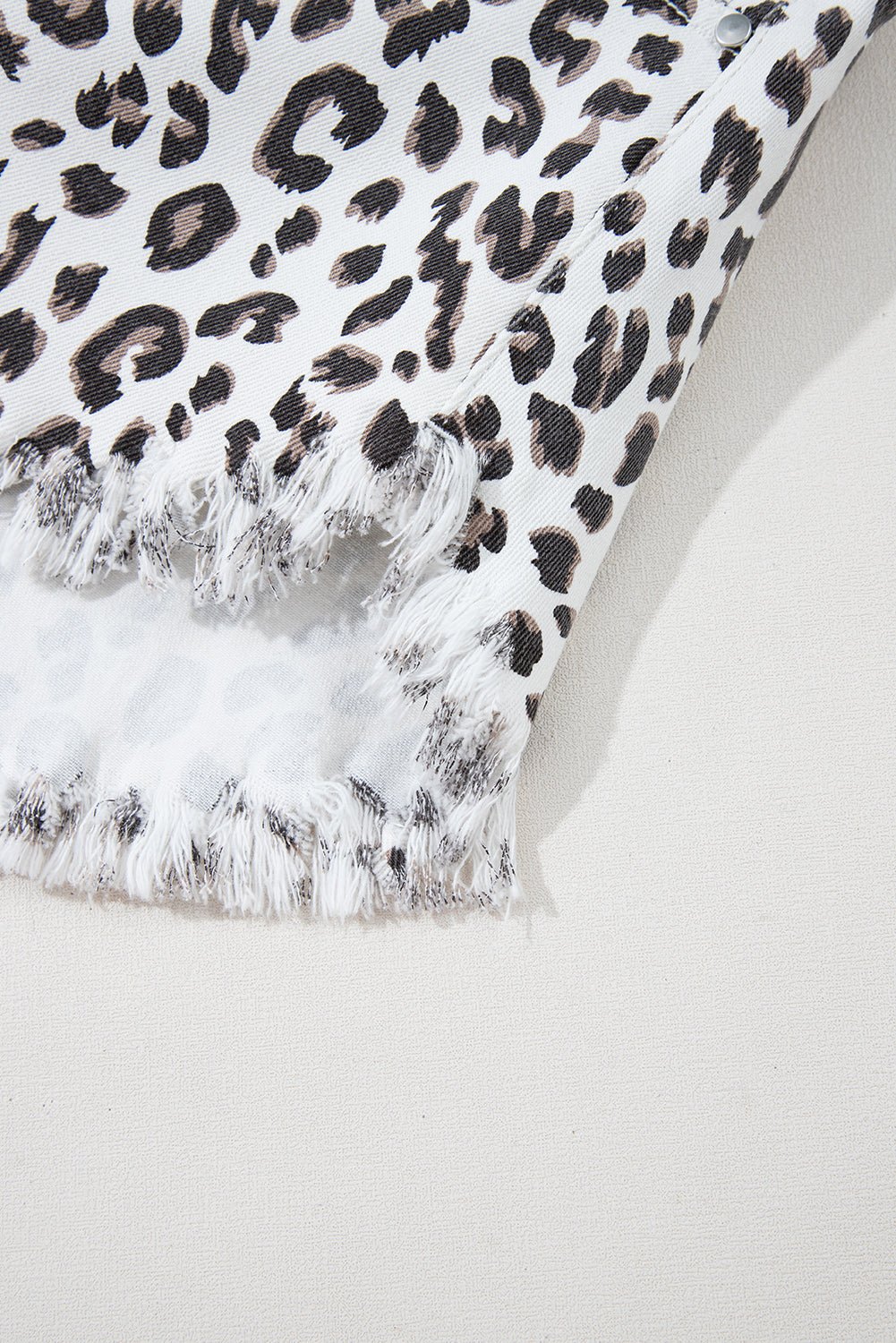 White Leopard Frayed Hem Denim Shorts - Chaelisa's New Jammies