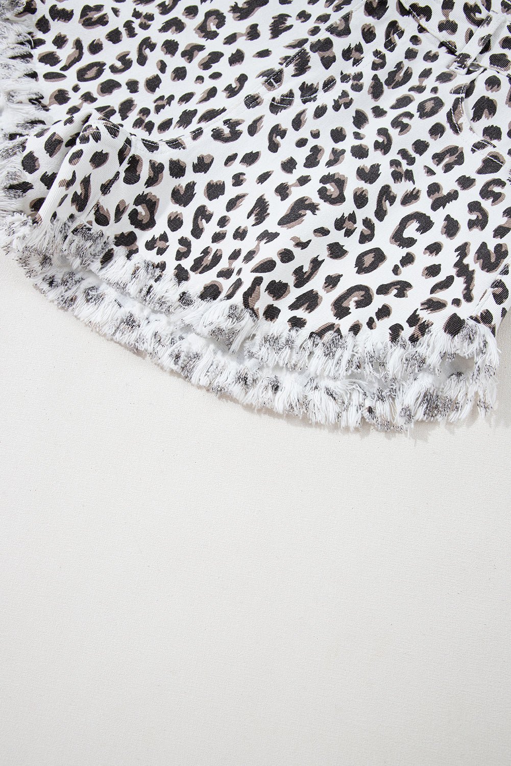 White Leopard Frayed Hem Denim Shorts - Chaelisa's New Jammies