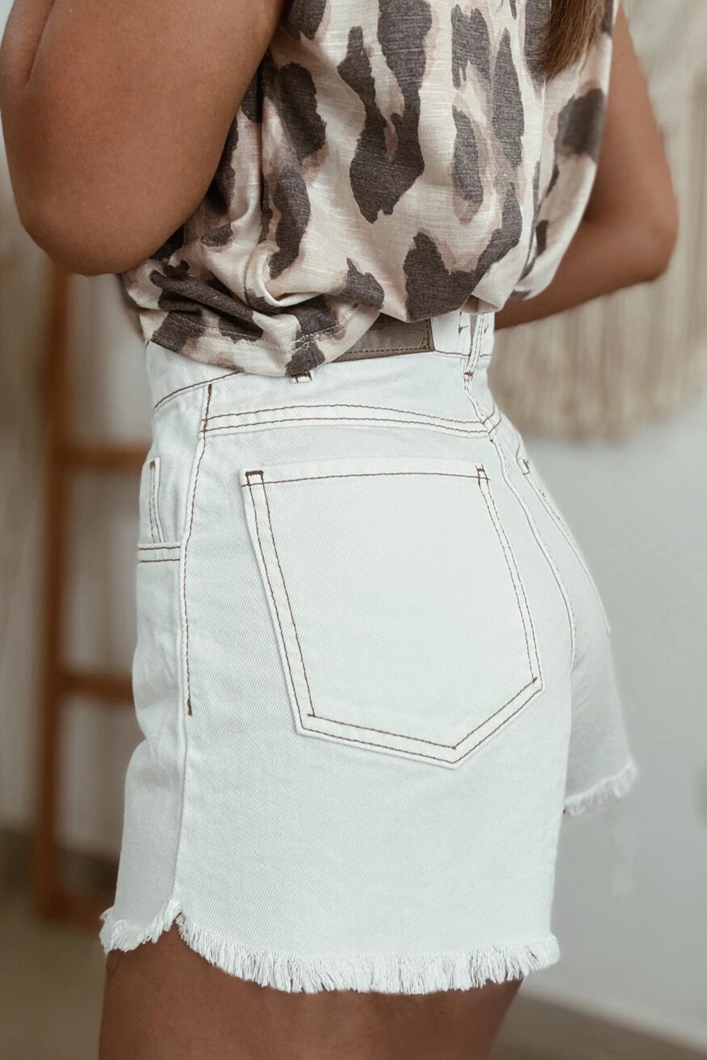 White Raw Hem High Waist Denim Shorts - Chaelisa's New Jammies