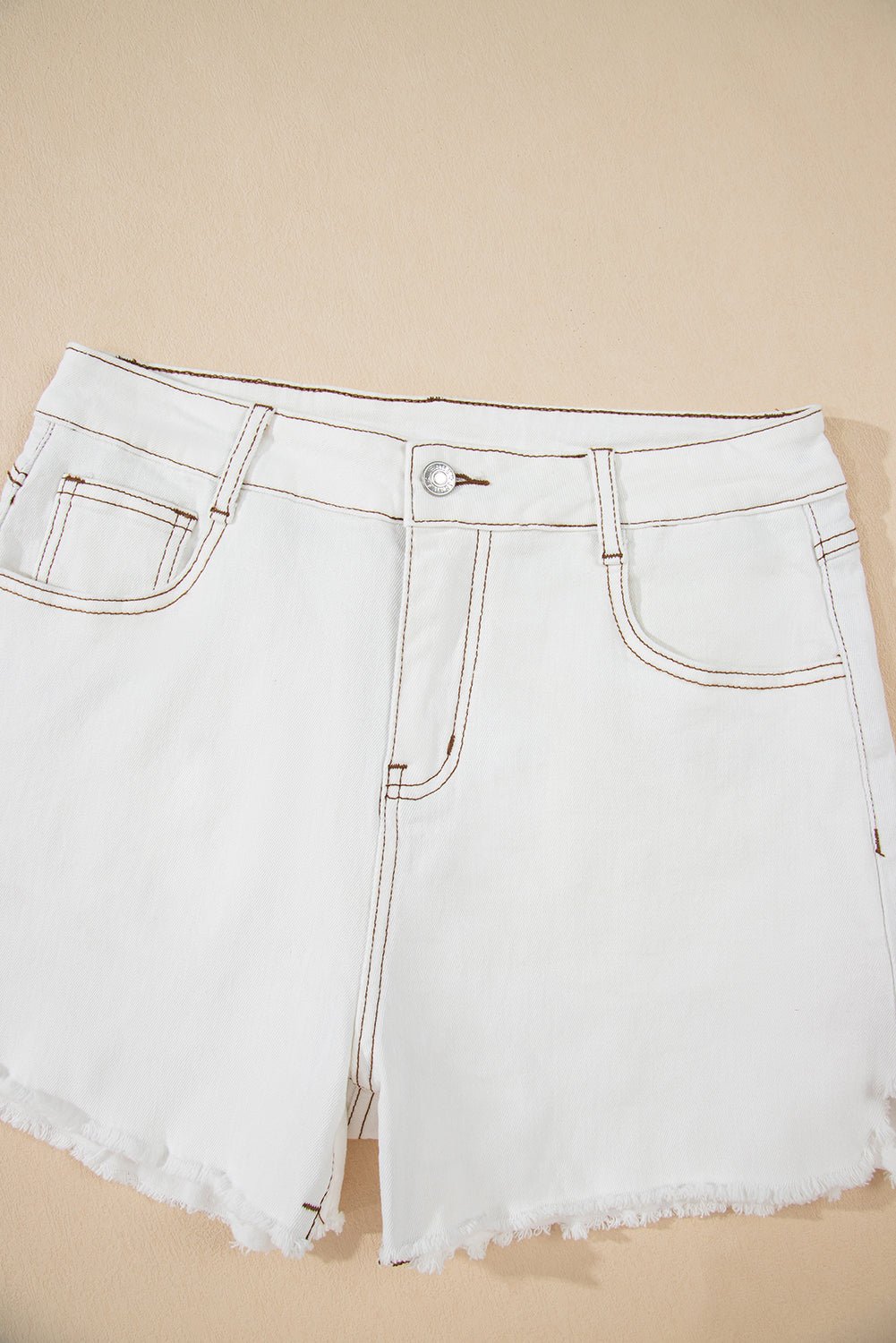 White Raw Hem High Waist Denim Shorts - Chaelisa's New Jammies