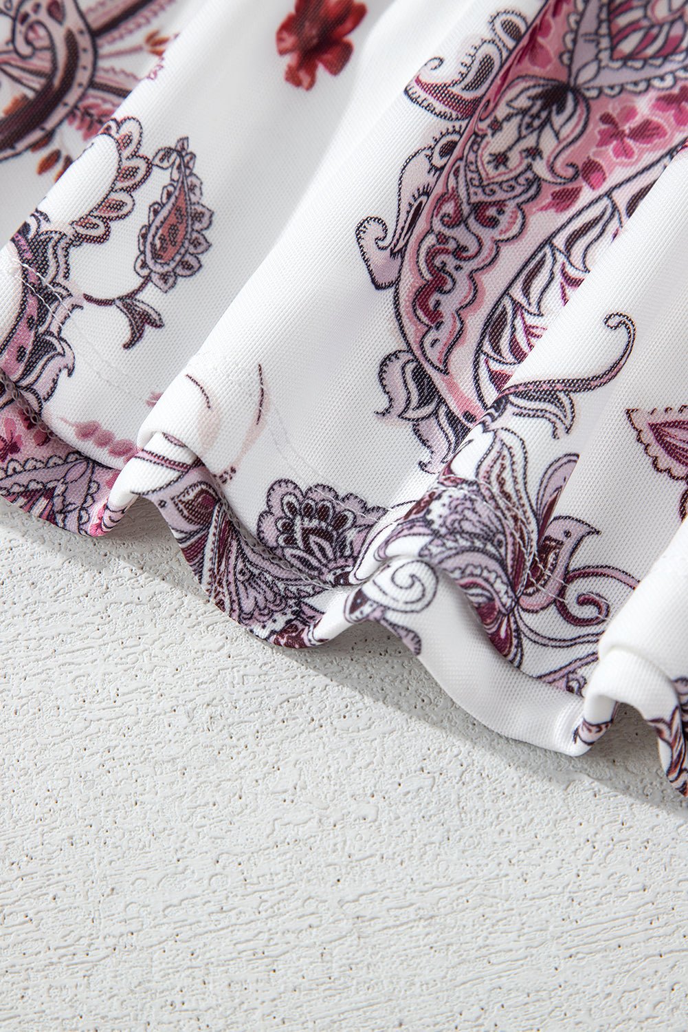 White Vintage Paisley Mock Neck T Shirt - Chaelisa's New Jammies
