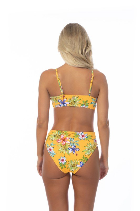 YELLOW ISLAND PRINT HIGH WAIST BIKINI SET - Chaelisa's New Jammies