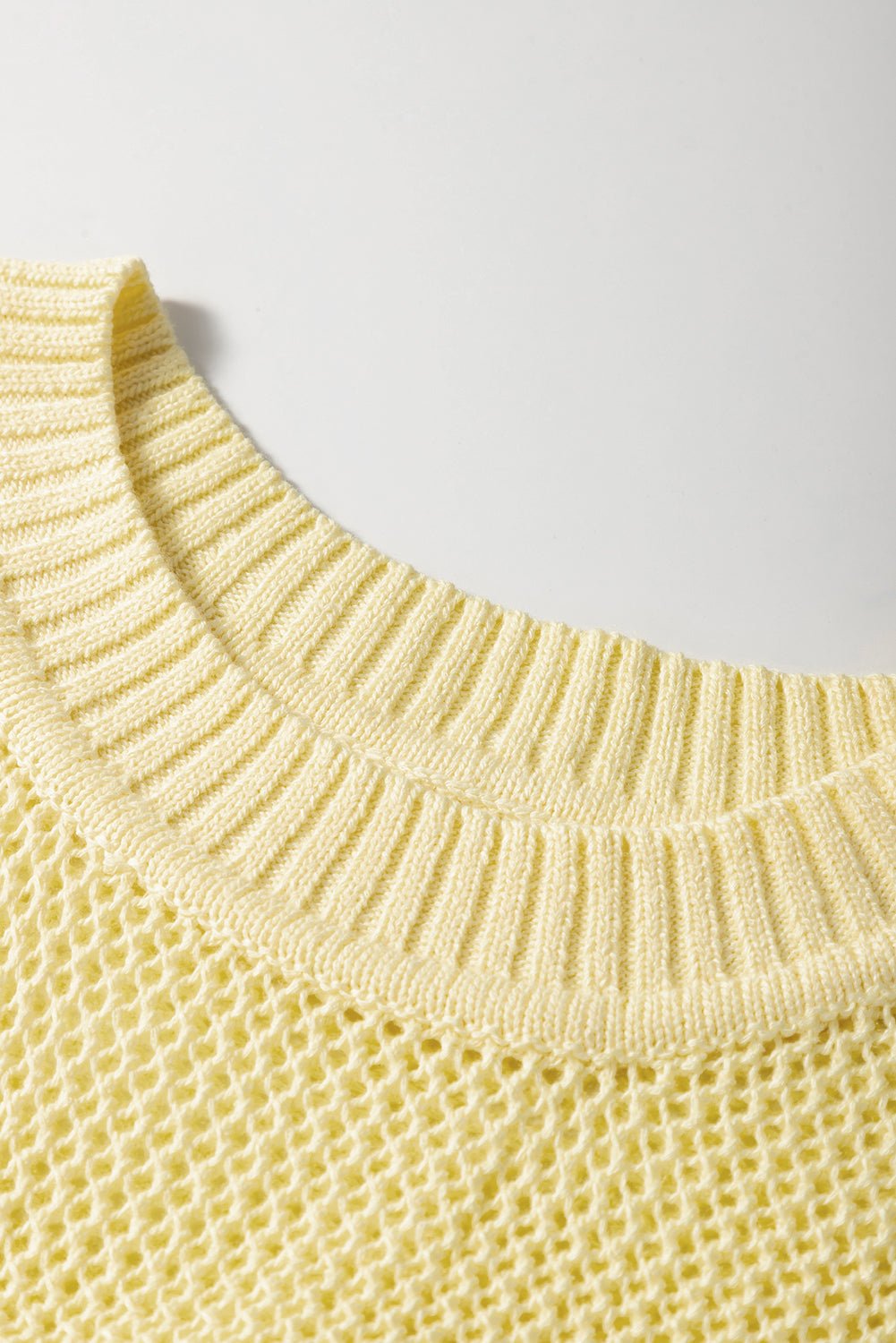 Yellow Solid Color Hollowed Knit Round Neck Sweater Vest - Chaelisa's New Jammies